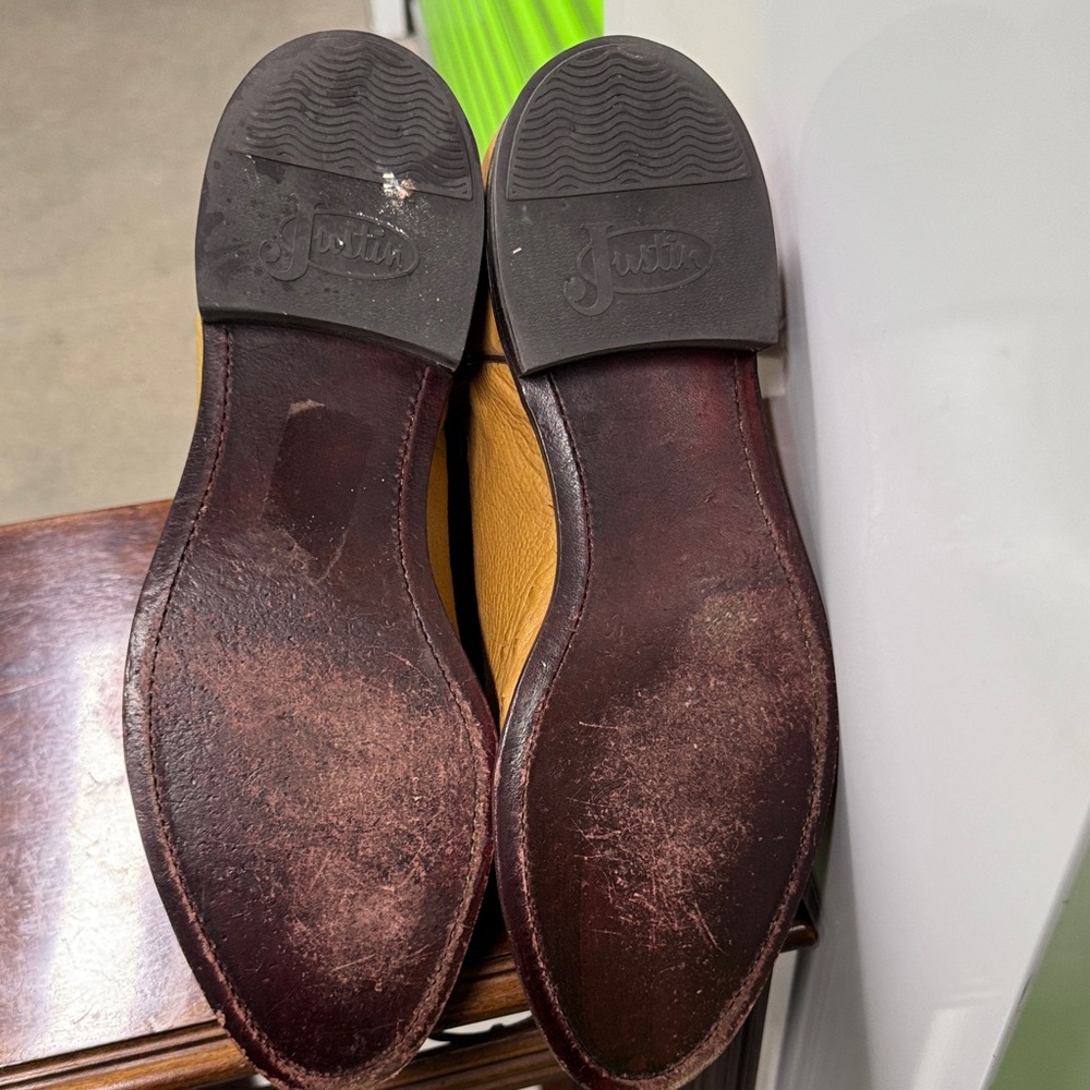Justin Boots Men's Tan and Brown Western Boots - Picture 10 of 11